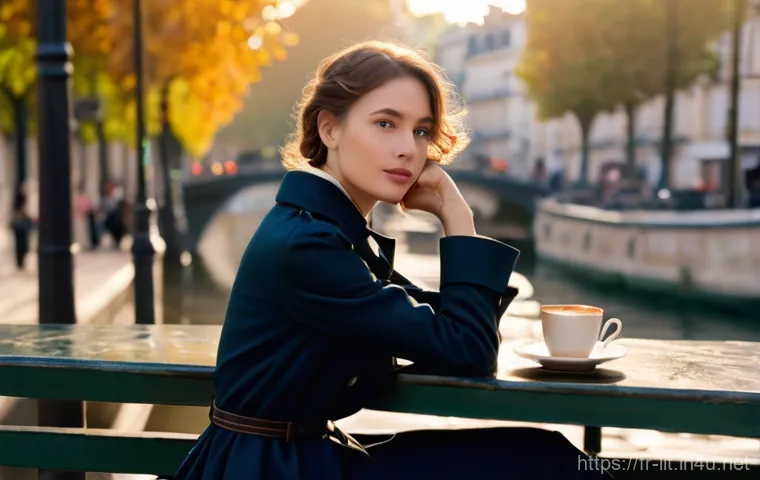 현대시 창작 기법 - **Prompt 1: Parisian Cafe Epiphany**
"A young woman, elegantly dressed in a stylish yet modest P...