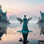 초현실주의 문학 - A surreal dreamscape blending timeless elements: a vast, misty landscape where floating clocks melt ...