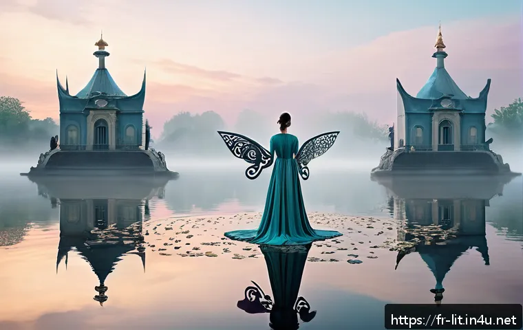 초현실주의 문학 - A surreal dreamscape blending timeless elements: a vast, misty landscape where floating clocks melt ...